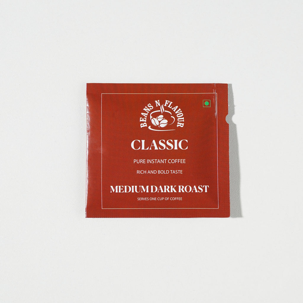 Classic instant coffee travel sachets