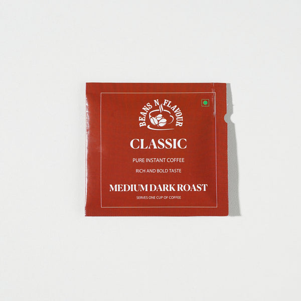 Classic instant coffee travel sachets