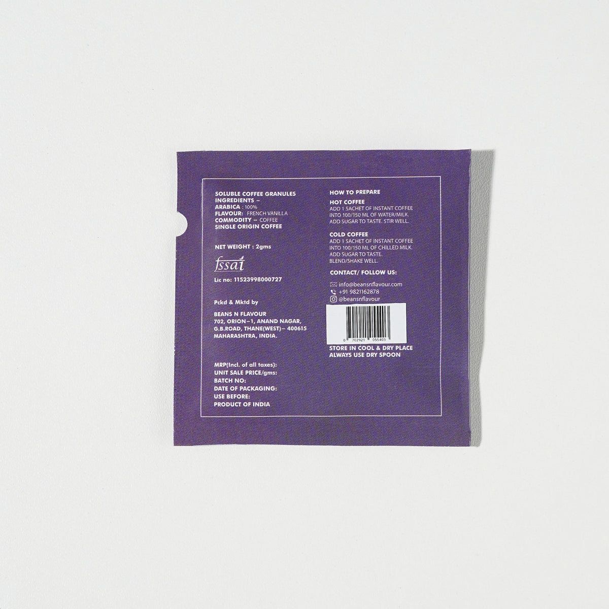 French Vanilla — Travel Sachets